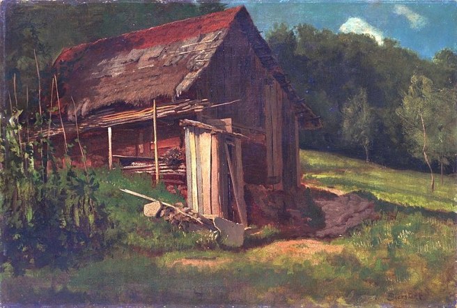 800px-Cori's Barn Joe Cottonwood Albert_Bierstadt_-_Swiss_Mountain_Cabin